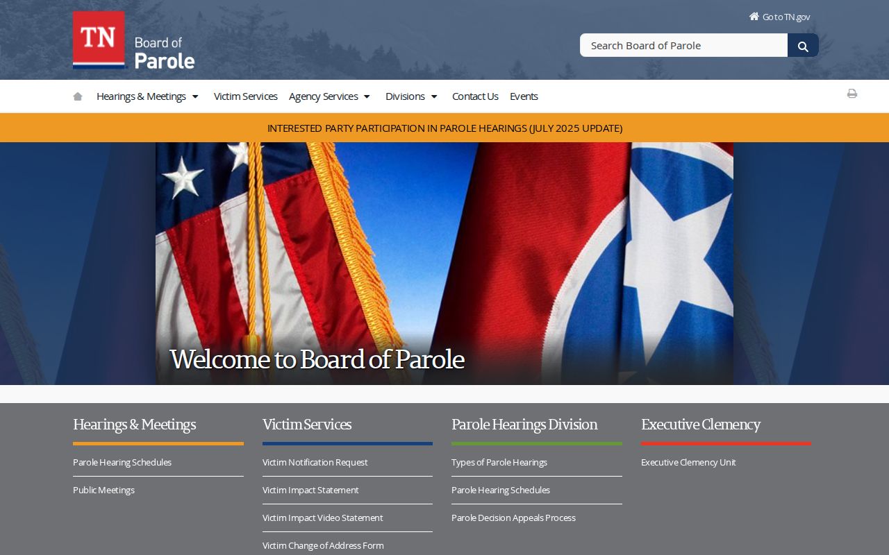 Tennessee Board of Parole record gateway for Chester County parole matters